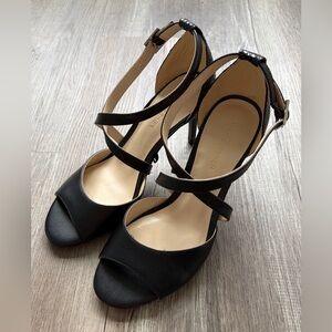 Marc Fisher Black Crisscross Open-Toe Heels